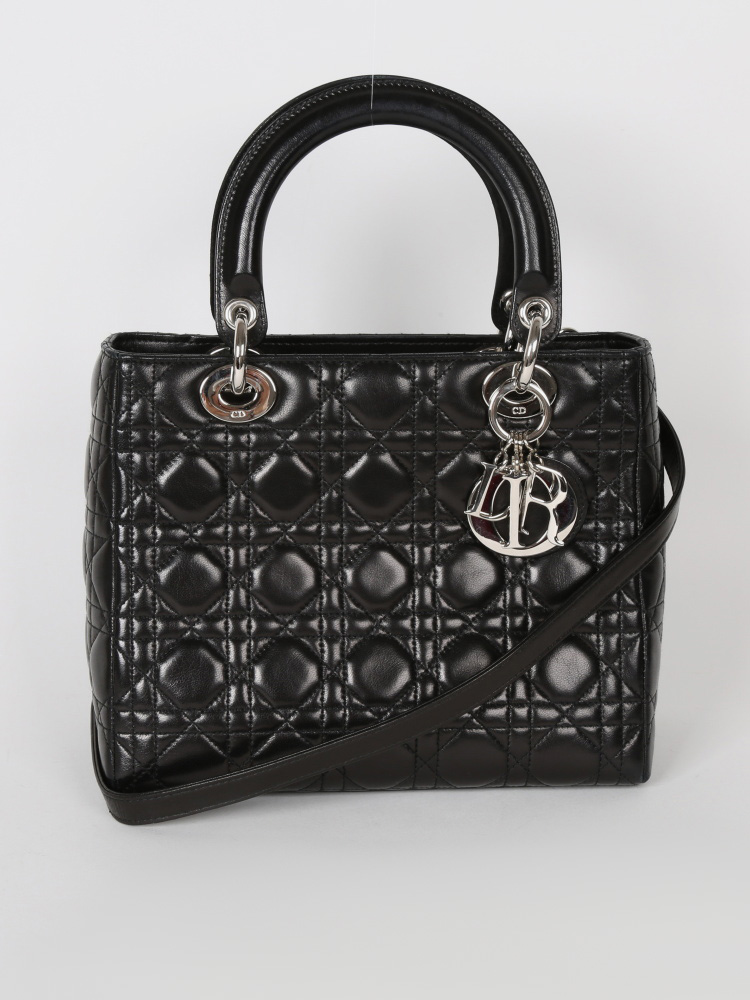 Lady dior bag in black lambskin clearance
