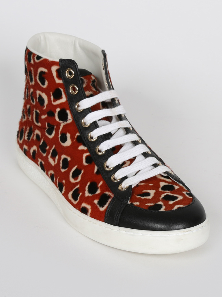 Gucci Pony Hair Leo High Top Red Sneakers 36 5 www.luxurybags