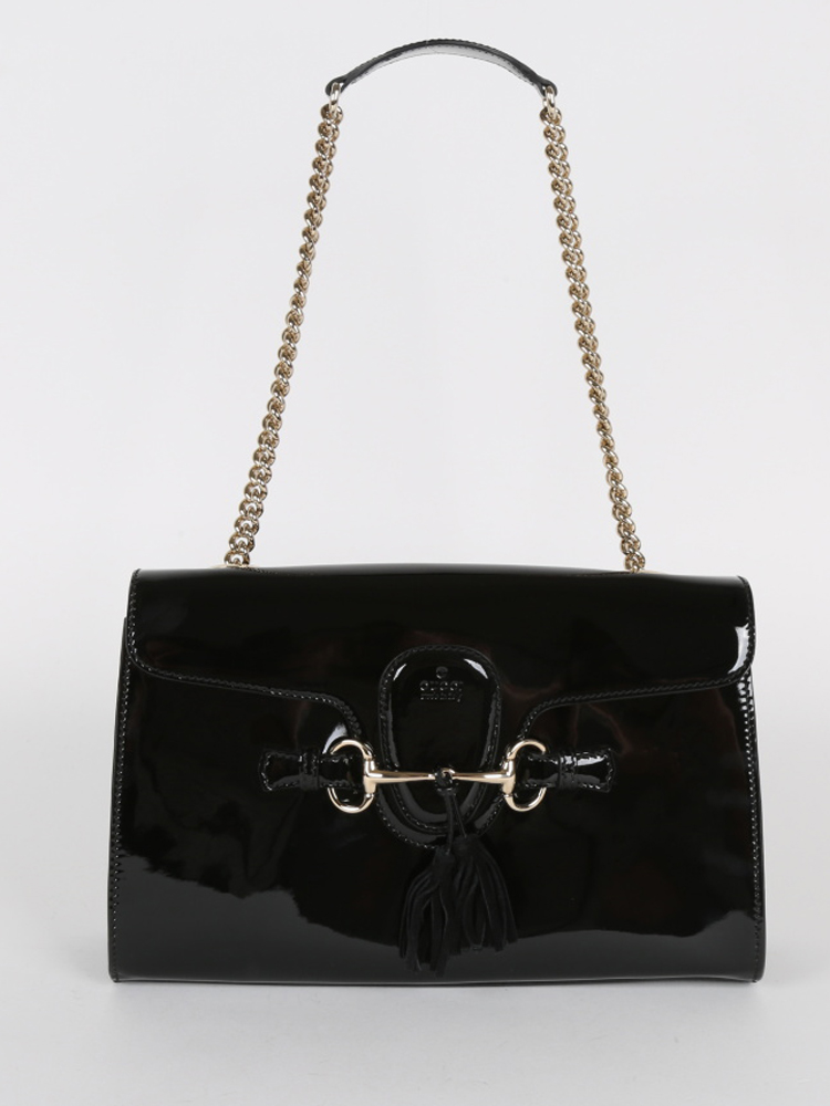 Gucci Emily Patent Leather Chain Shoulder Bag www.luxurybags