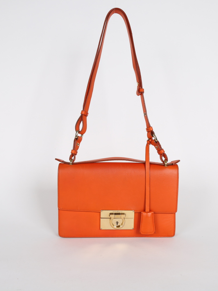 Salvatore Ferragamo Aileen Orange Leather Purse www.luxurybags