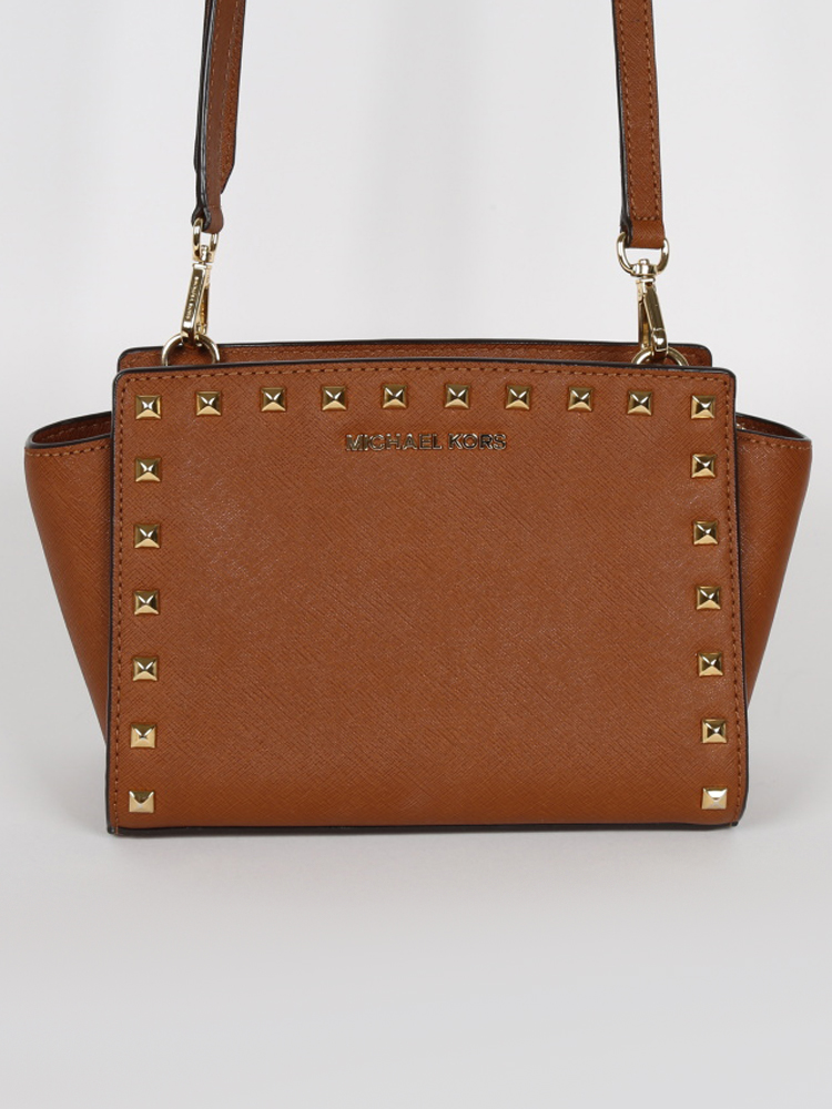 Michael Kors Selma Messenger Medium Studded Brown www.luxurybags
