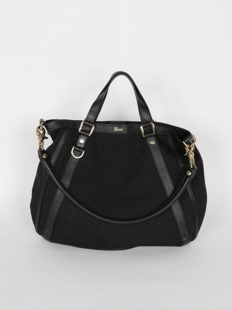 Gucci GG Canvas Black Hobo with Shoulder Strap www.luxurybags
