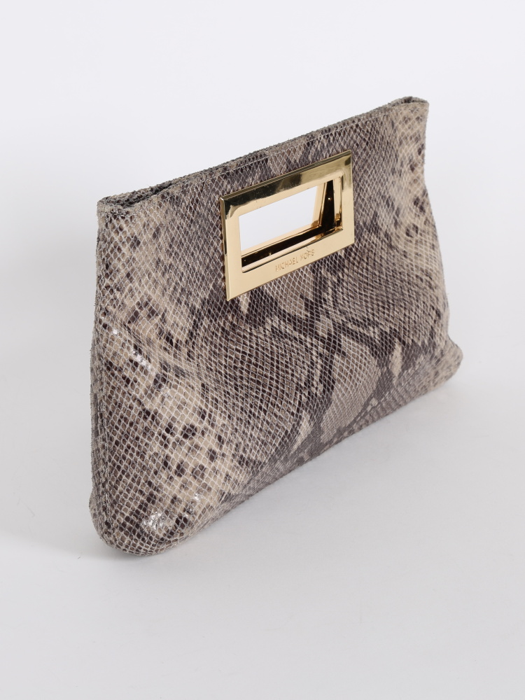 Michael Kors Berkley Python Style Leather Clutch www.luxurybags