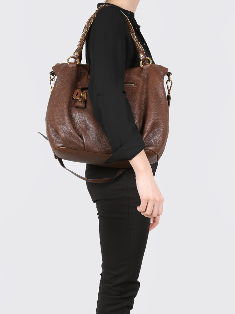 Prada Deerskin Chain Handle Bag with Strap www.luxurybags