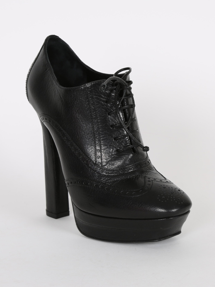Bottega Veneta Black Oxford Platform Ankle Heel Boots 38 www.luxurybags