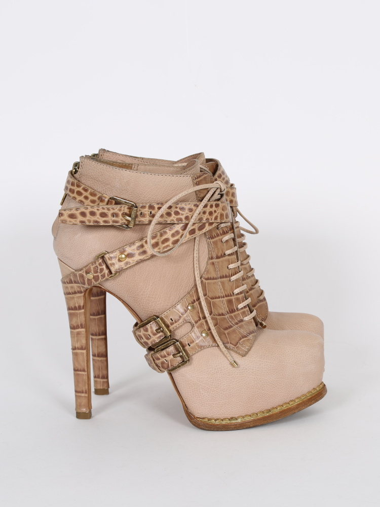 Dior Guetre Leather Platform Nude Strappy Boots 36 www.luxurybags
