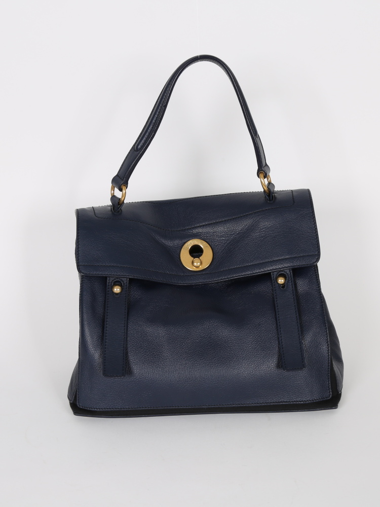 Yves Saint Laurent Sac Muse Two Navy Leather Small www.luxurybags