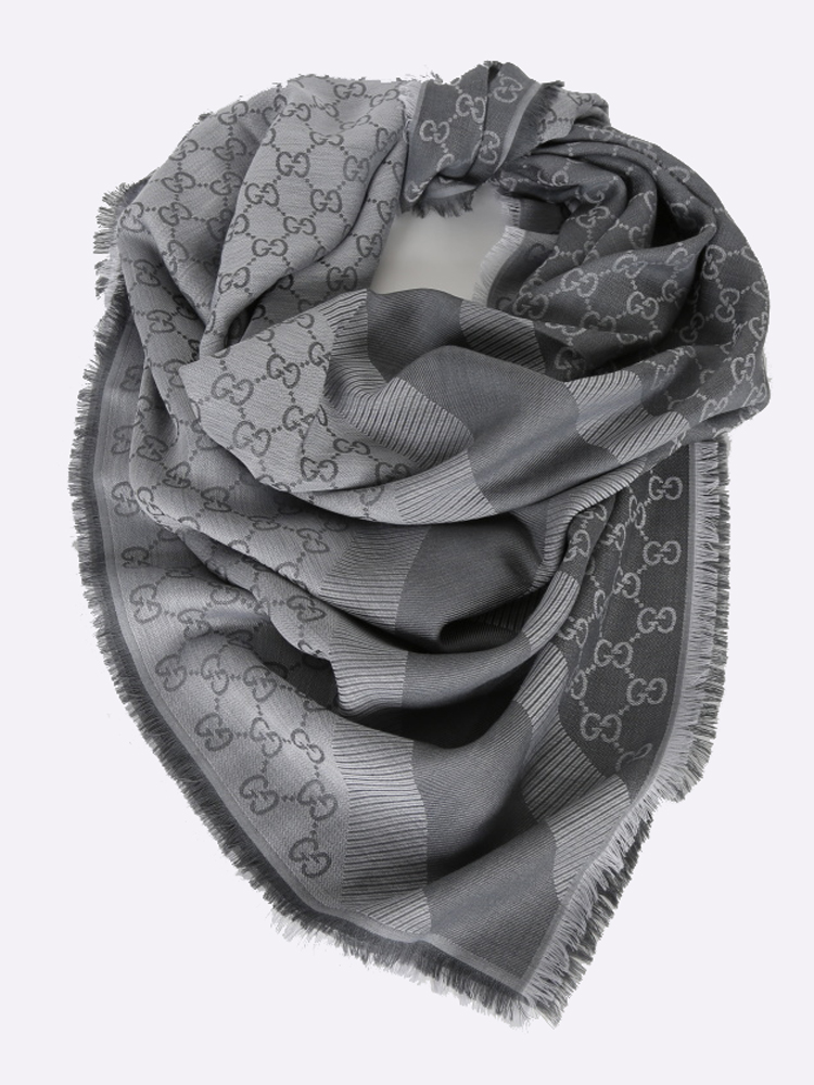 Gucci - GG Silk and Wool Large Square Grey Scarf | www.luxurybags.de
