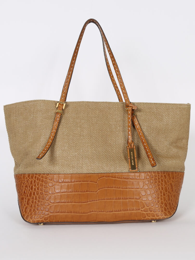 Michael Kors Gia Brown Leather Croco Embossed Tote www.luxurybags