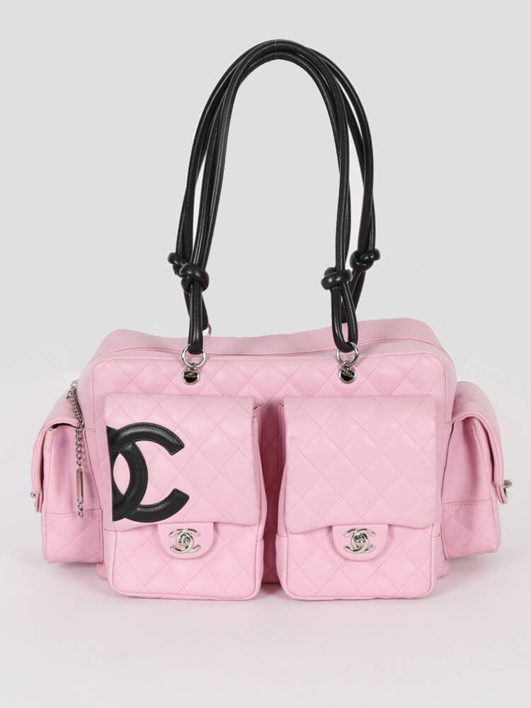 Chanel Pink Lambskin Leather Cambon Large Tote Bag.  Luxury, Lot #56256