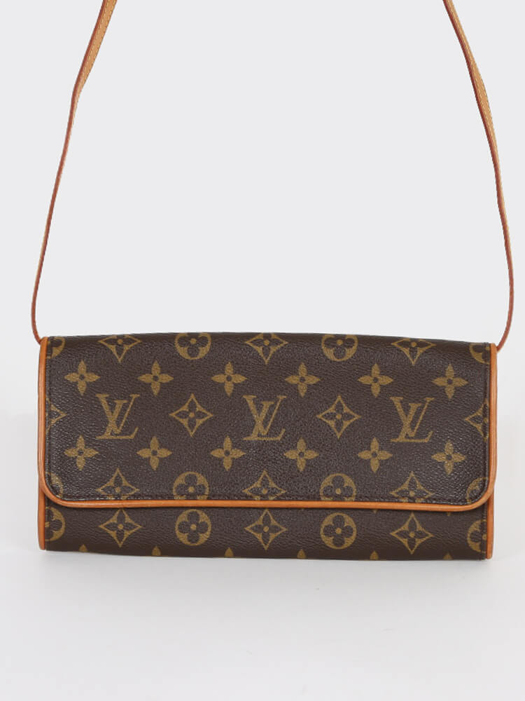 LOUIS VUITTON Damen Twin Pochette aus Canvas in Braun