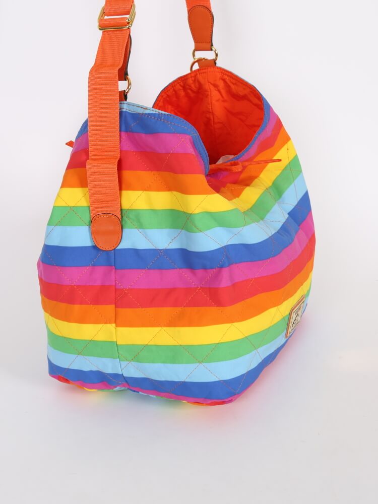 Moschino Rainbow Nylon Beach Bag with Pochette www.luxurybags