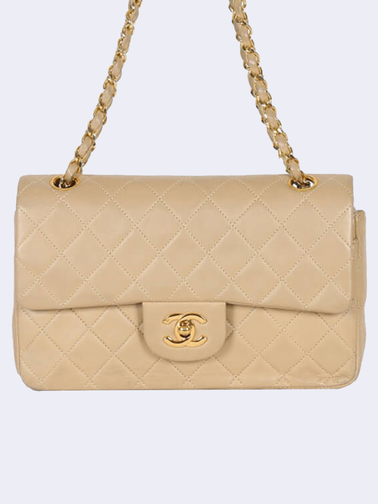 Chanel - Small Classic Double Flap Bag Lambskin Beige