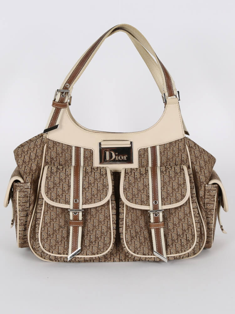 Dior Diorissimo Beige Leather Shoulder Bag www.luxurybags