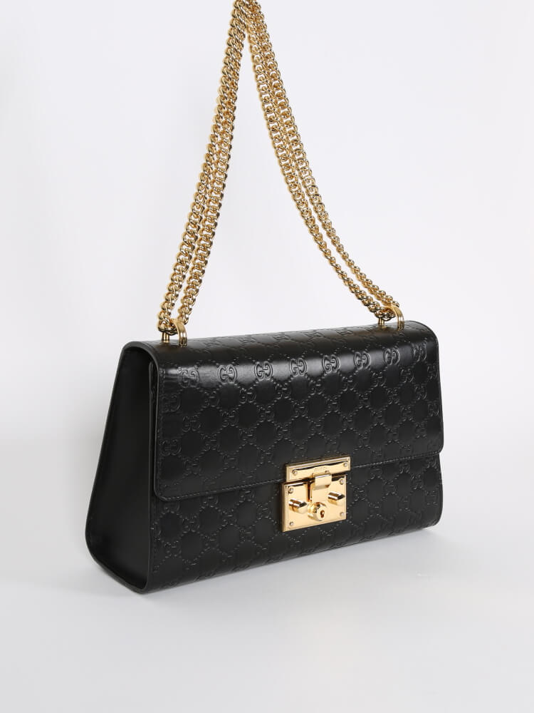 Gucci medium padlock signature leather shoulder bag best sale