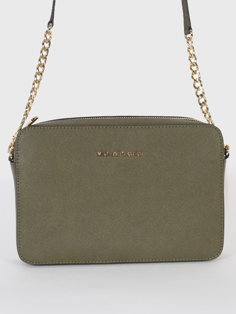 Michael Kors Jet Set Travel Large Saffiano Crossbody Khaki www.luxurybags