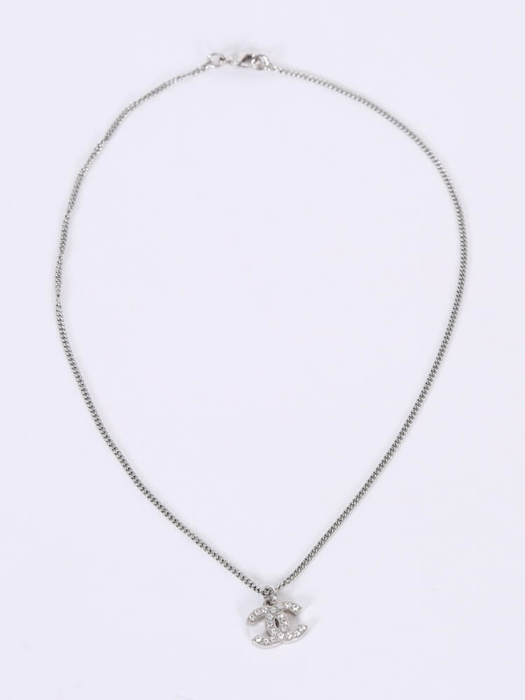 Chanel - Crystal CC Silver Necklace