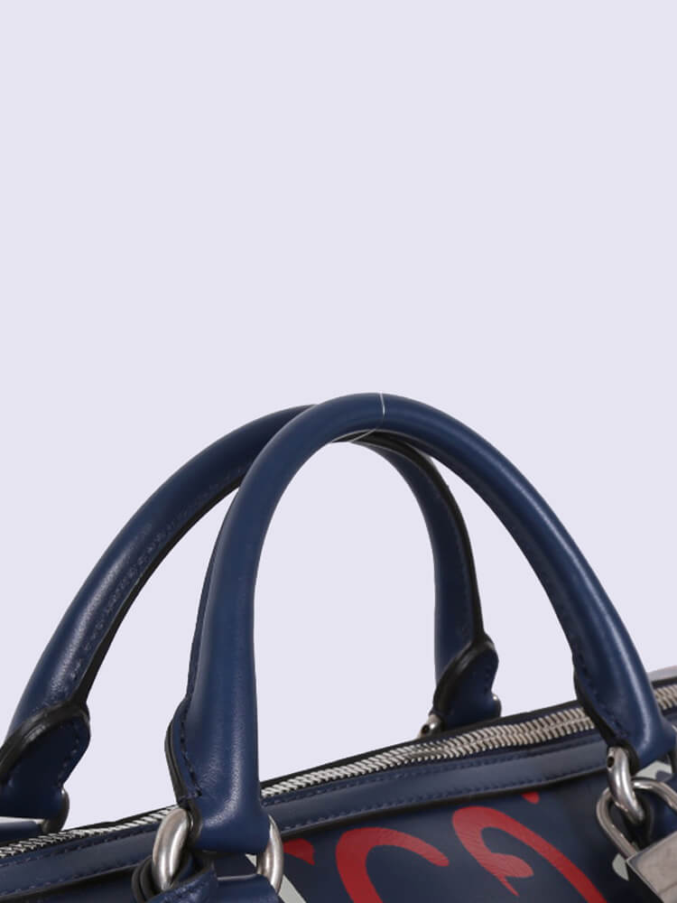 Gucci GG Ghost Leather Duffle Bag Dark Blue www.luxurybags