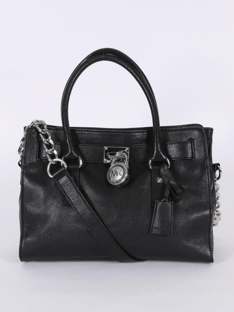 Michael Kors Hamilton Medium Soft Leather Satchel Black www.luxurybags