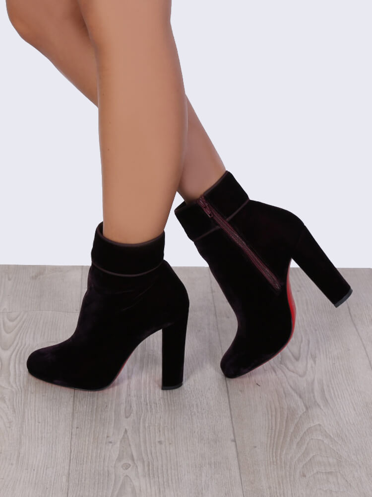 Christian Louboutin Moulamax Velvet Gros Grain Ankle Boots Burgundy 38 5 www.luxurybags