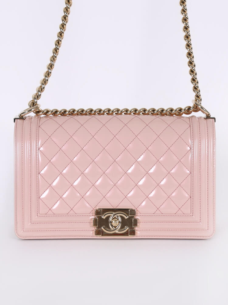 Chanel - Old Boy Medium Patent Flap Bag Baby Pink