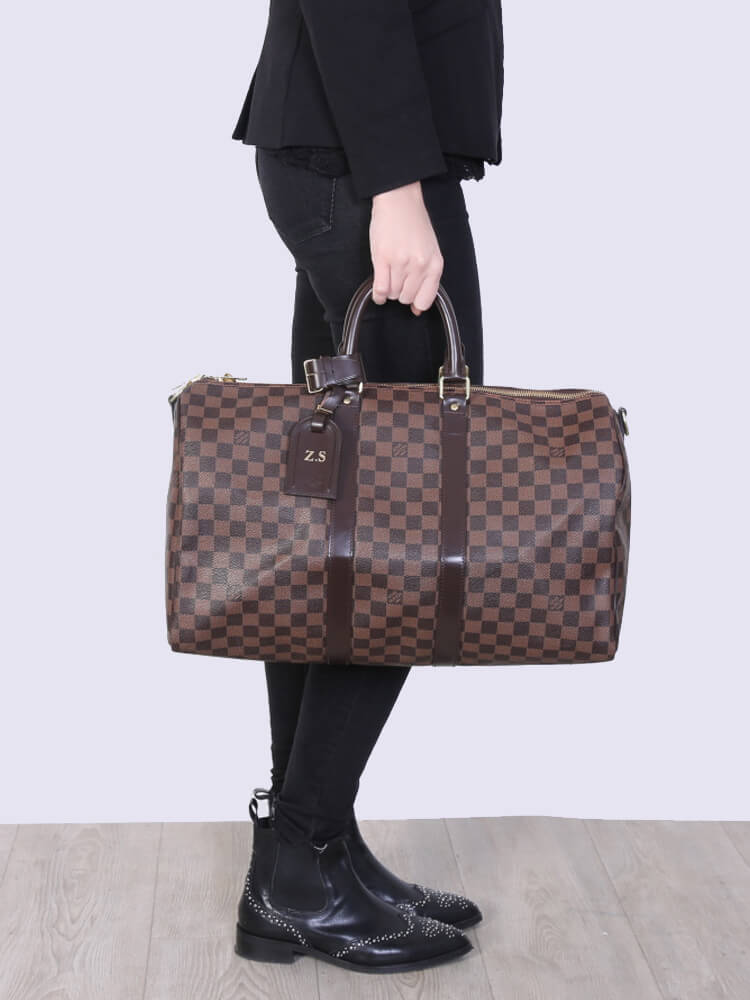 Louis Vuitton Damier Ebene Canvas Keepall 45 Bandouliere Bag., Lot #58312