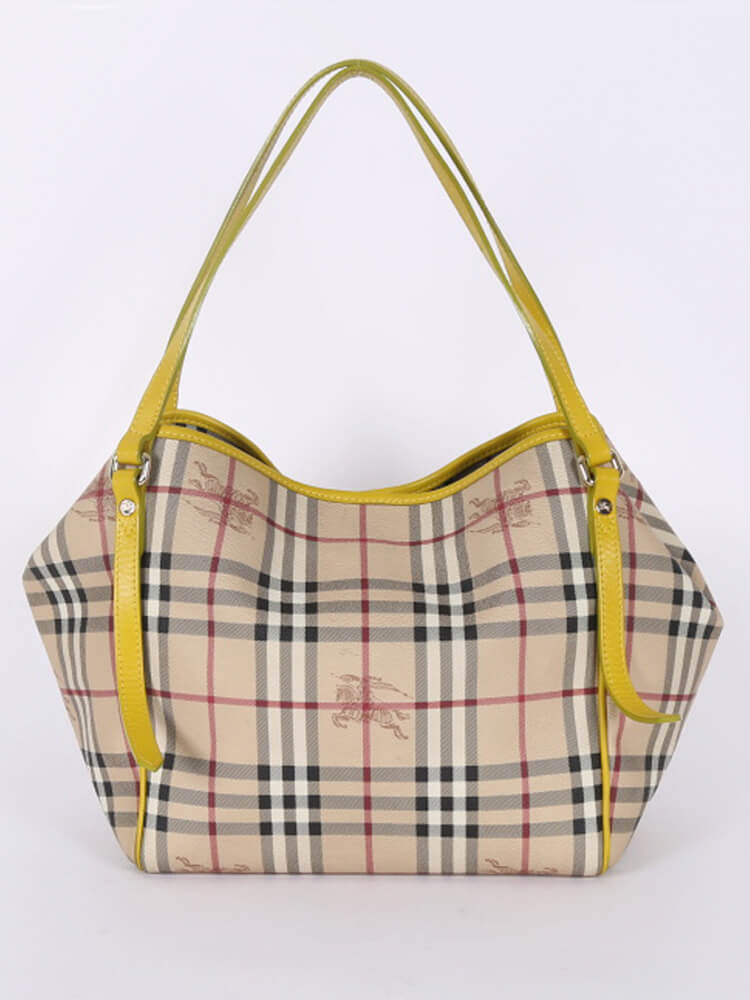 Burberry Haymarket Check Yellow Trim Shoulder Bag www