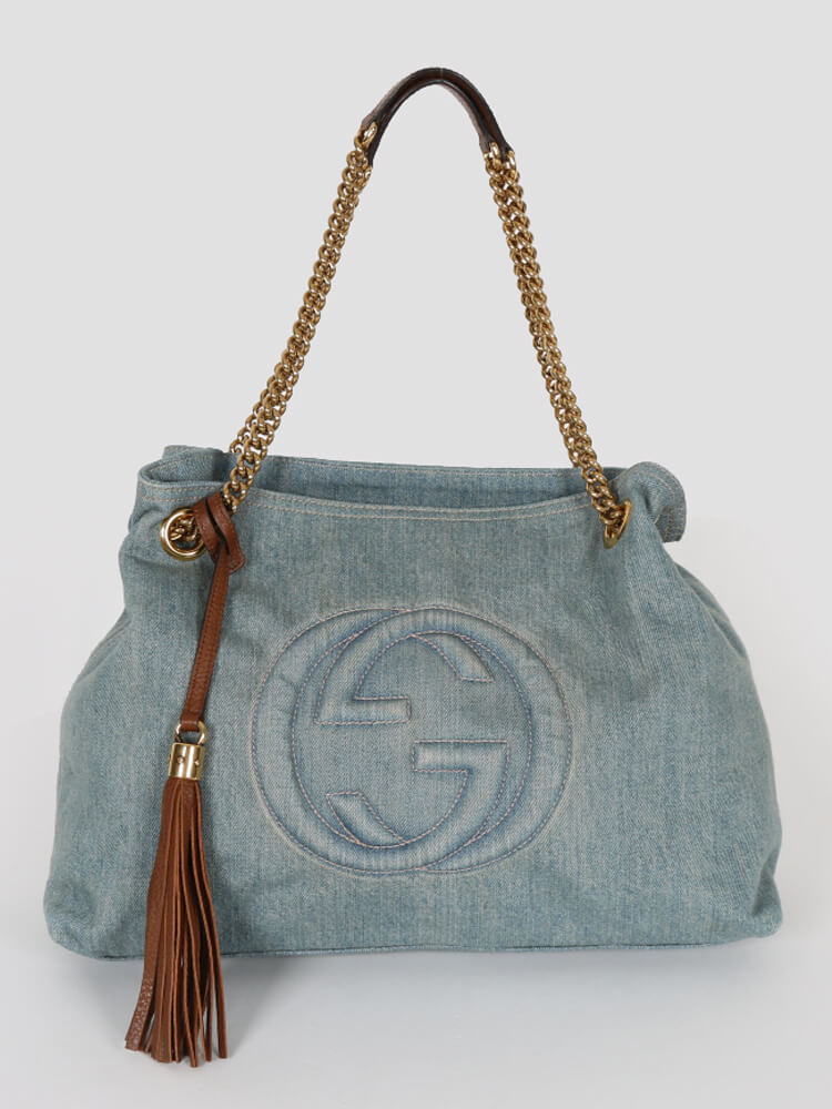 Gucci Soho Denim Shoulder Bag Blue www.luxurybags
