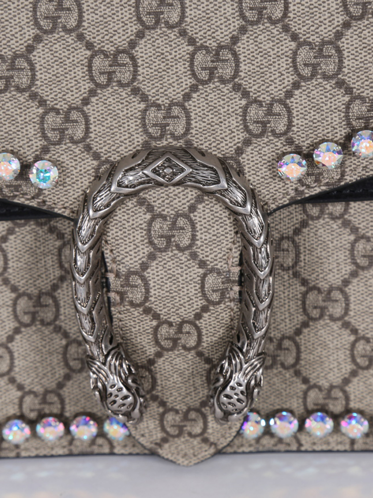 Gucci Dionysus GG Supreme Small Crystal Shoulder Bag www.luxurybags