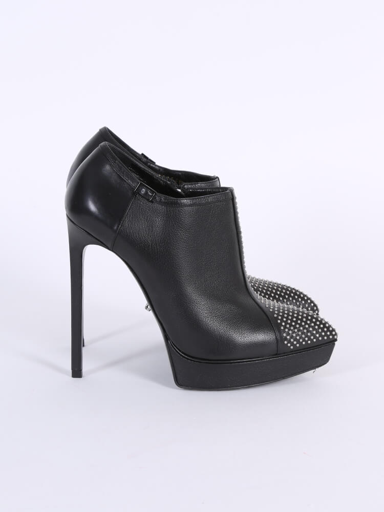 Saint Laurent Paris Janis Micro Studded Ankle Heel Boots 38 www.luxurybags