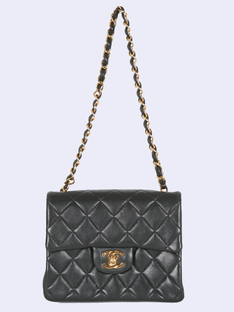 Chanel Mini Square Flap Bag Lambskin Moss Green www.luxurybags