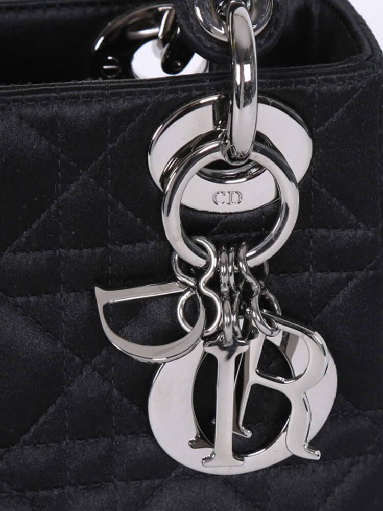 Dior Lady Dior Mini Cannage Satin Bag Black Noir www.luxurybags