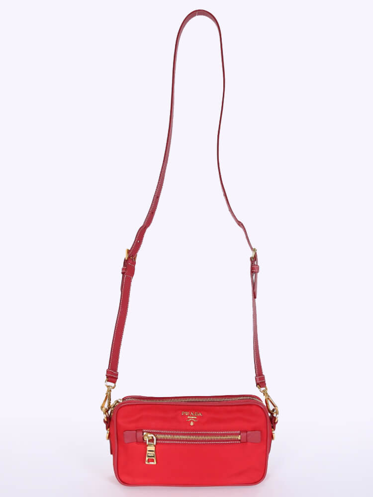 Prada Tessuto Nylon Front Pocket Crossbody Red www.luxurybags