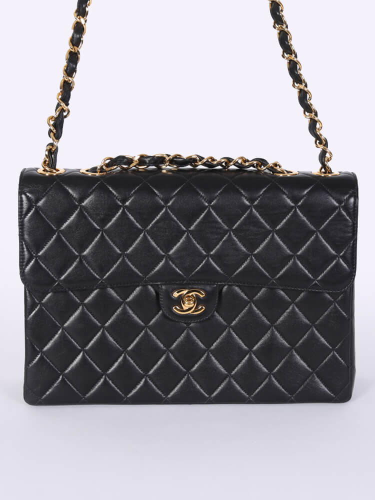 Chanel White Quilted Caviar Leather Classic Single Jumbo Flap Bag - Yoogi's  Closet