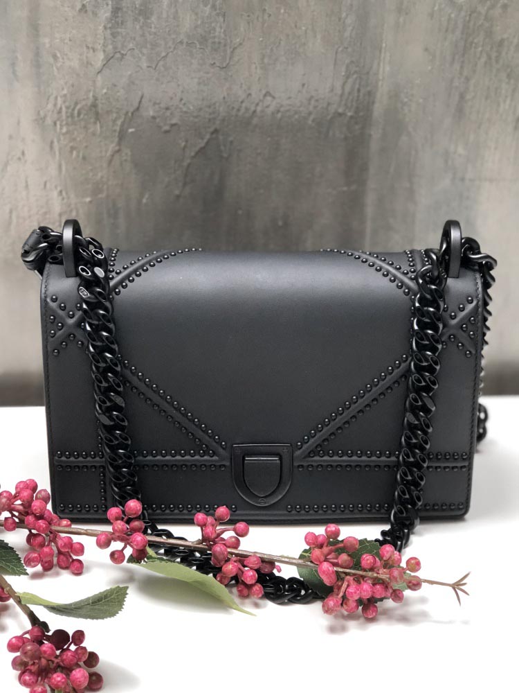 Dior Diorama Small Studded Calfskin Bag Noir www.luxurybags