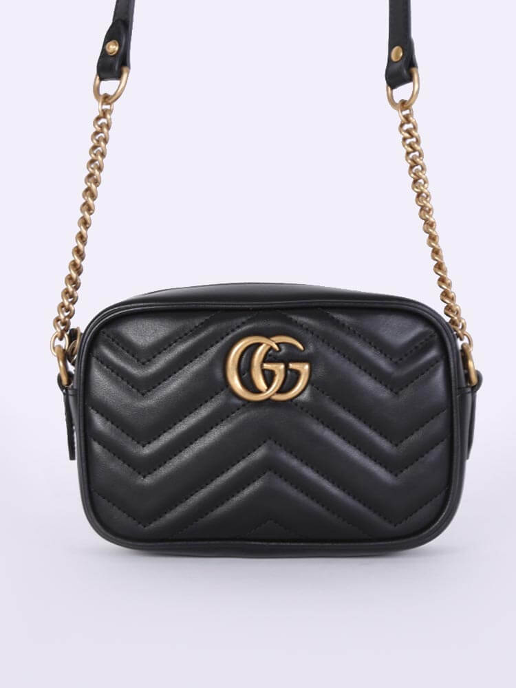 Gucci calfskin matelasse mini gg marmont bag black hotsell