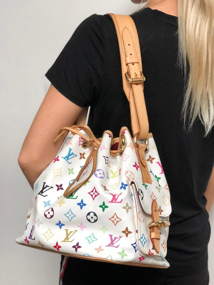 Louis Vuitton White Monogram Multicolor Petite Noe Bag - ShopperBoard
