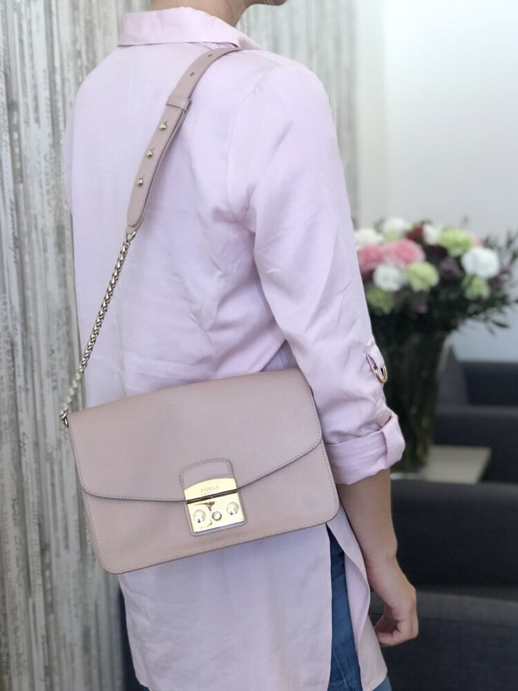 Furla Metropolis Saffiano Leather Bag Powder Pink www.luxurybags