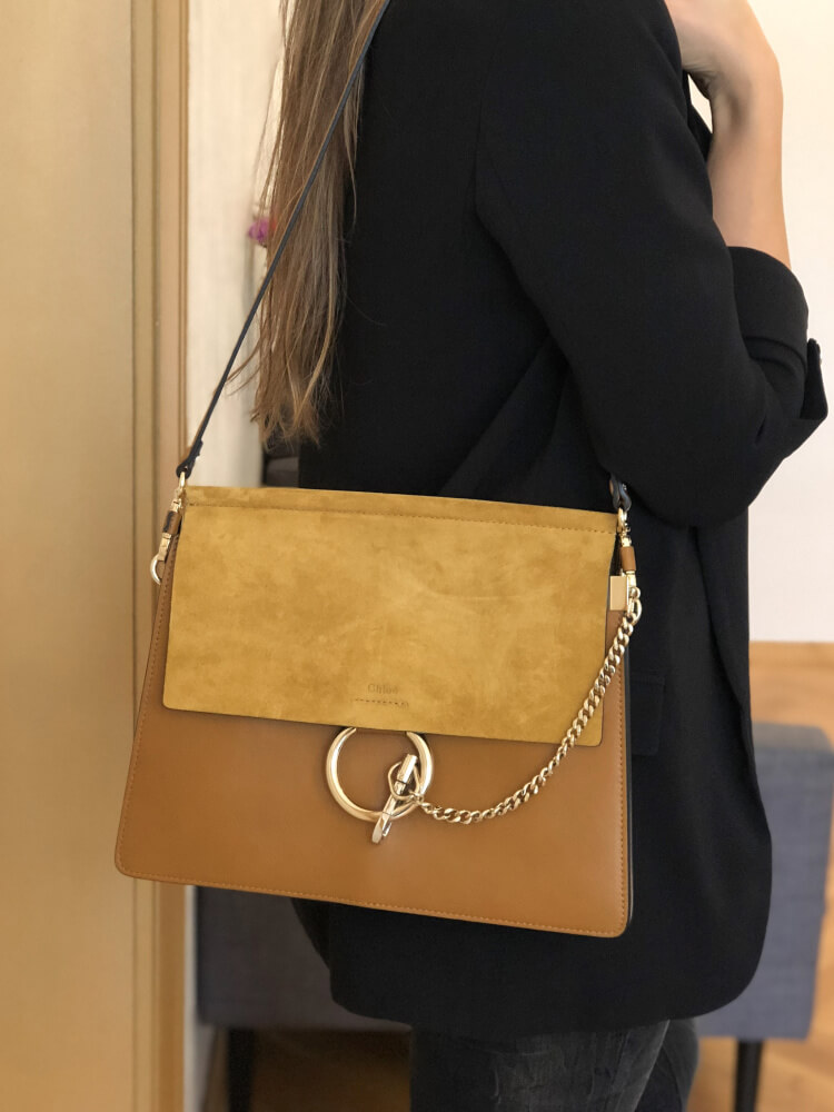 Chloe Faye Shoulder Calfskin and Suede Bag Brown www.luxurybags