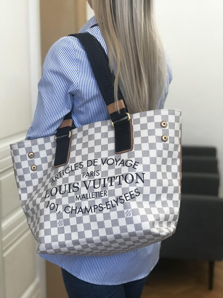 LOUIS VUITTON Damier Azur Canvas Cabas PM Beach Bag Limited