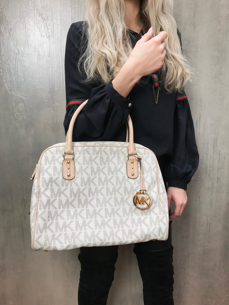 Michael kors large satchel vanilla deals