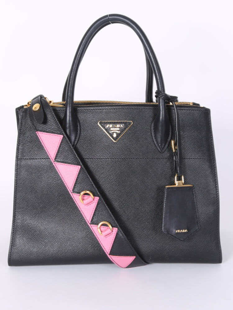 Prada Paradigme Saffiano and Calf Leather Bag Nero www.luxurybags