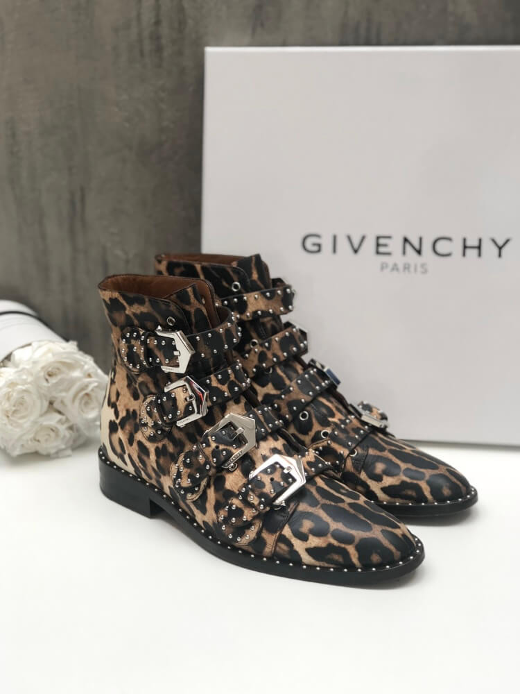 Leather leopard boots clearance