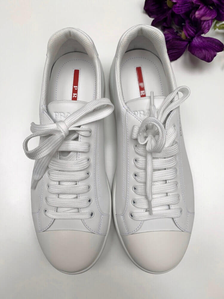Prada Vitello Plume Sneakers Bianco 7 www.luxurybags