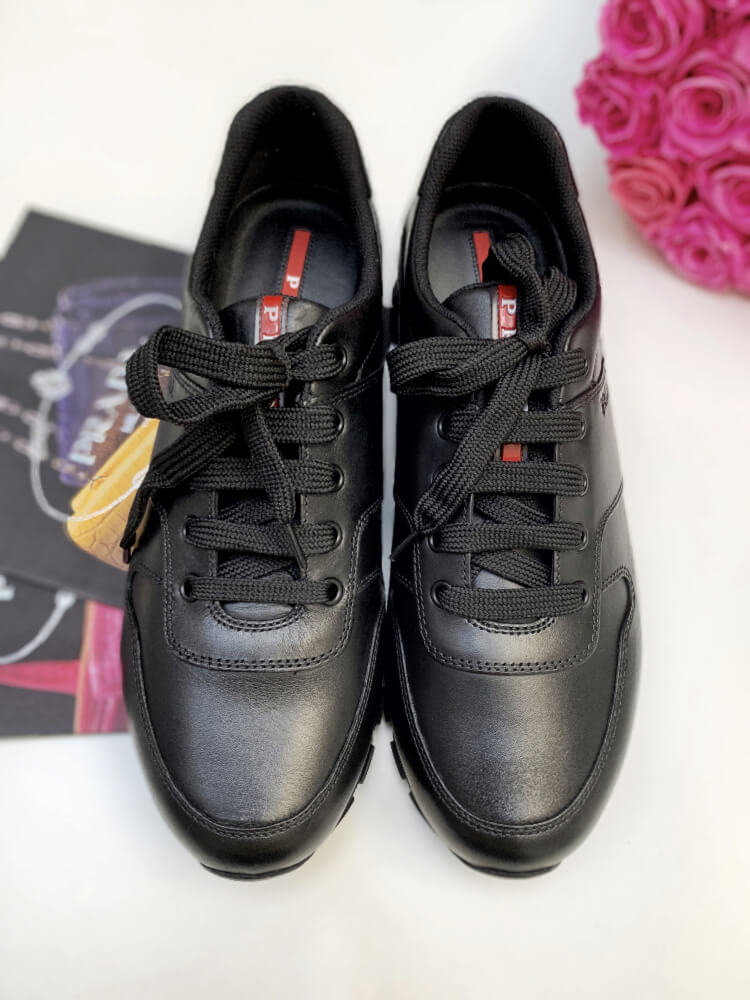 Prada vitello plume leather sneakers best sale
