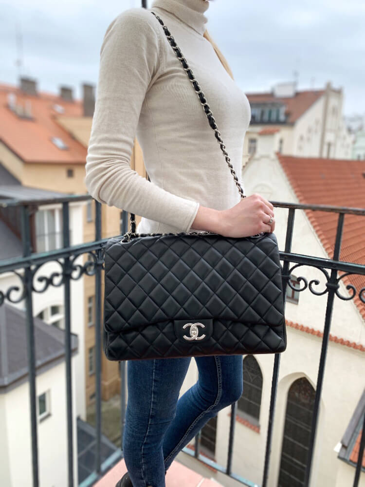 Chanel - Maxi Double Flap Bag Lambskin Noir