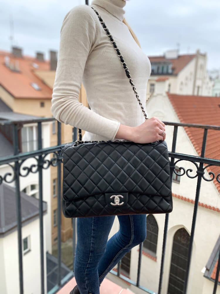 Chanel Black CC Classic Double Flap Maxi Bag – The Closet