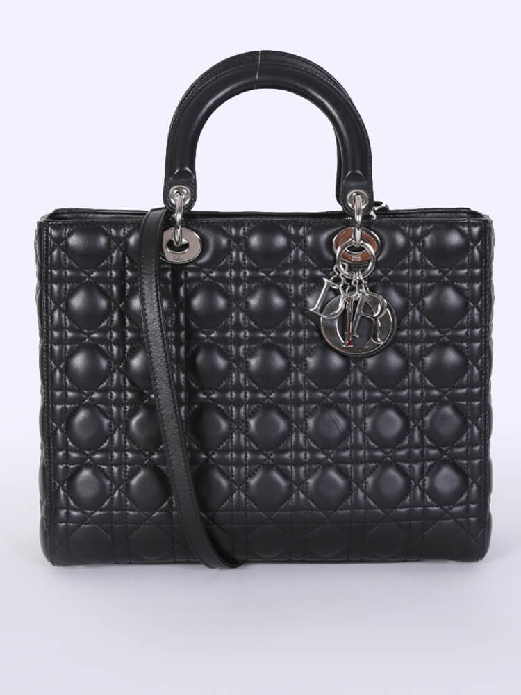 Dior Lady Dior Large Cannage Lambskin Bag Noir www.luxurybags