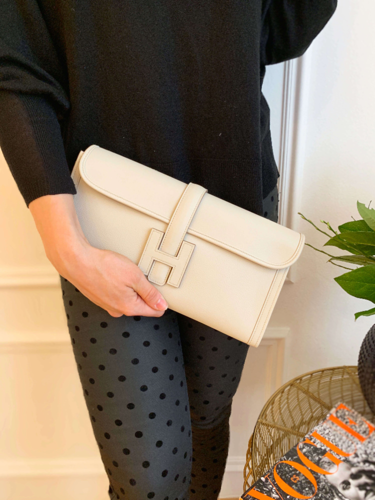 Hermes Jige Elan 29 Swift Calfskin Clutch Craie www.luxurybags