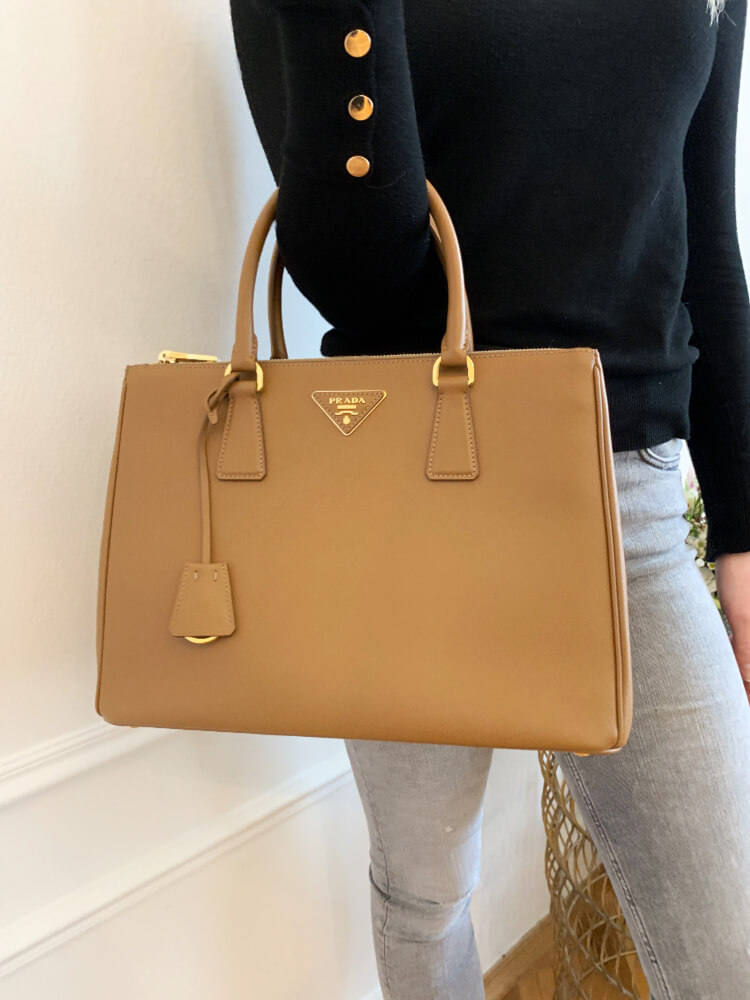 Large Prada Galleria Saffiano Leather Caramel